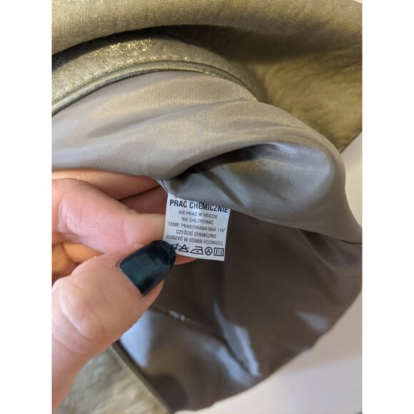 Vintage Yrenne Metallic Gold Beige Blazer Oversized 80s 90s Jacket 3/4 Sleeve XL - Picture 7 of 7